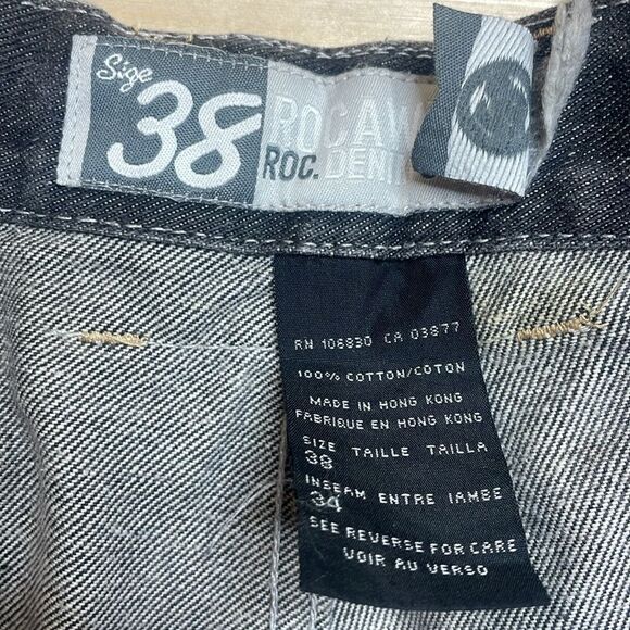 Y2K Vintage Rocawear Wide Leg Relaxed Men's Black Jeans size 38 - Picture 4 of 8